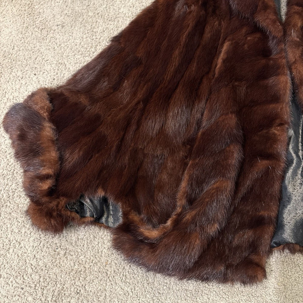 Vintage 1950s Bedell's Furs Mink Jacket Mahogany Brown Shawl Collar Coat - Picture 6 of 11